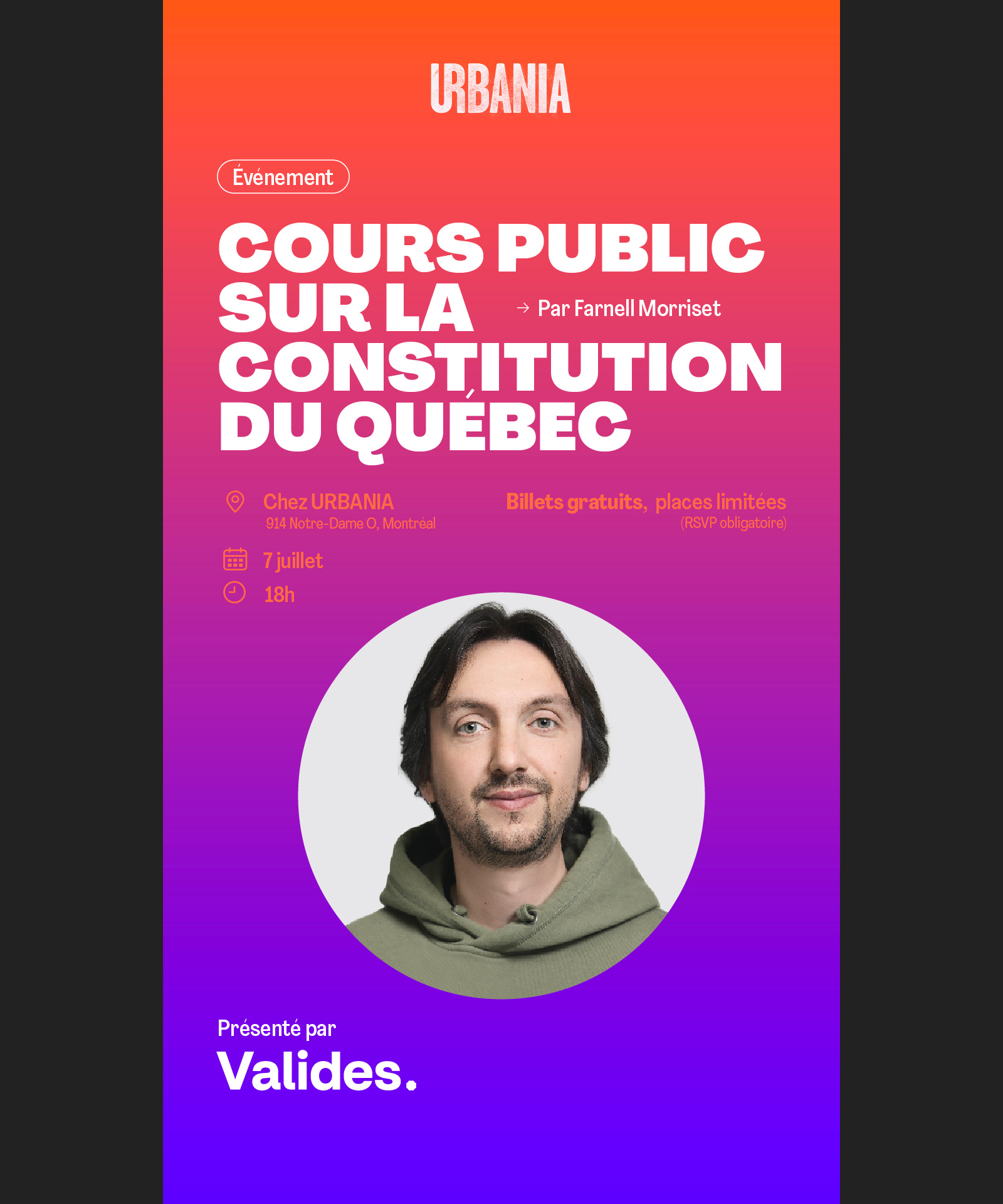 ⭐️ COMPLET⭐️  Cours public sur la constitution québécoise avec Farnell Morisset (7 juillet)